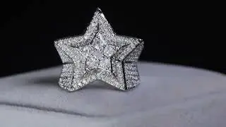 Iced out ring | Diamond Star Ring | Mens Iced Out Ring | Star Shaped ring | Iced Out Star Ring