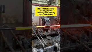 The heated steel billet is easily pierced, instantly transforming into a hollow shell. #welding