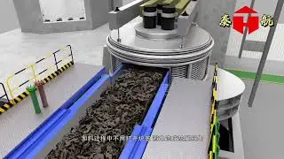 The animation illustrates the horizontal continuous electric arc furnace melting process