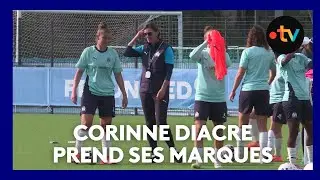 La nouvelle coach des f&eacute;minines de l'OM, Corinne Diacre, prend ses marques