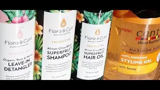 Washday results using the products in September's Curlee Box - Flora & Curl & Cantu