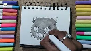 Inosuke drawing  step by step ll Demon Slayer ll Ohuhu alcohol marker l @pencilstrokes3238 