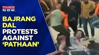 Bajrang Dal Protests Against &lsquo;Pathaan&rsquo; In Ahmedabad Mall | Tears Posters Of Movie | Times Now