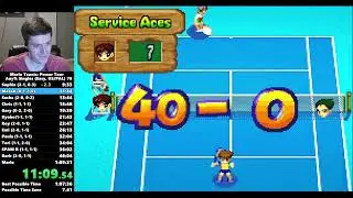 Mario Tennis Power Tour Any% Singles Easy Speedrun WR (1:08:42)