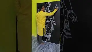 Grace of Tradition in Chalk Art ✨ | Beautiful Village Woman Drawing #art #shortvideo #drawing