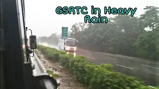 GSRTC bus in Heavy rain near Vadodara | National Highway