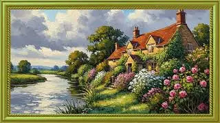 Turn Your TV Into Art  Quiet Riverside Country Home in Vintage Oil Style