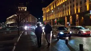 Night Walk in Sofia City, Bulgaria