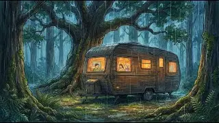 Heavy Rain on Our Mobile Home Roof: Cozy Moments Together | Ghibli‑Inspired Ambience