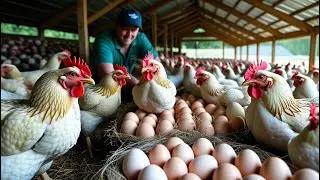 Rural area - collecting chicken eggs every day.