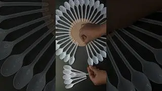DIY unique wall decor with plastic spoons #diy #craft #homedecor #shorts