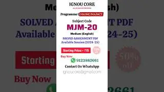 MJM 20 Solved Assignment PDF 2024-25 in English, MAJMC/MAJMCT program MJM-20 Solved assignments