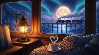 Sleeping on a Magical Winter Train | Blizzard ASMR, Cozy Cabin & Deep Sleep Music | Ghibli Vibes