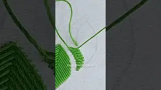 🌿💥 Basic herringbone stitch leaf doodle hand embroidery tutorial #ytshorts  #embroidery  #bordado