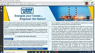 NTPC recruitment 250 experienced Engineers in Electrical/Mechanical/ Electronics/ Instrumentation