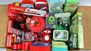 RED Vs GREEN STATIONERY Collection💚Lamp, Geometry, Lunchbox, Pen, Sharpener, Eraser, Hilighter etc