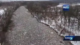 Ice jams slow water flow in central Iowa rivers, creeks