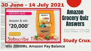 Amazon Grocery Quiz Answers Today। Win 20000 Amazon Pay Balance। 1 July 2021। StudyCrux। AmazonQuiz
