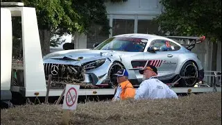 Mercedes AMG GT Track Series FULL SENDS at Goodwood FOS 2022 - Crash, Burnout, Accelerations!