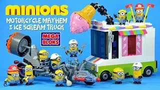 Mega Bloks Гадкий Я: Миньон сделал мотоцикл-хаос и грузовик Ice Scream на большой скорости