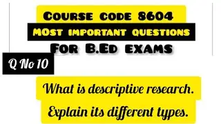 What is descriptive research. Explain its different types|Descriptive research|course code 8604