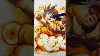 Dibujo un PERSONAJE animado con SOLO 4 L&Aacute;PICES 😱🔥 #dragonball #dibujo