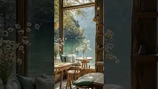Serene Lakeside Coffee Shop Ambience ~ Calming Jazz Sounds for Reading, Study & Chill