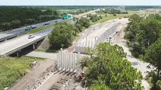 Brightline (Virgin Trains USA) Construction at SR-528 And I-95 Near Cocoa, FL - August 4, 2020