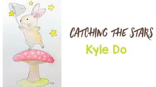 Easy Watercolor Catching The Stars - Kid Painting (by Kyle - age 5)