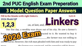 2nd PUC Linkers English Model Question Paper 2026 Answers Kannada Explanation Karnataka PUC Grammar 