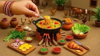 Mini Chicken Maggie with Real Fire + ASMR Cooking + Tiny Foodkey + Tiny Kitchen + Miniature Cooking 