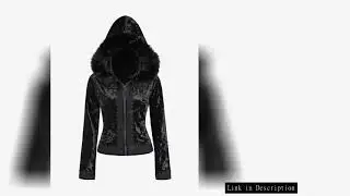 ROSEGAL Plus Size Gothic Fur Coats Black Full Zipper Applique Panel Fur Trim Fluffy Collar Long Slee