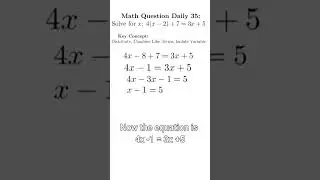 Algebra Equation Quick Solve! 🚀 | Math Question Daily #35