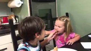 Kids eating grilled cheese..yum yum yum