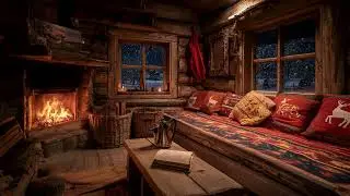Snow Falling Outside the Window | The Sound of the Fireplace Brings Warmth In The Silence of Winter