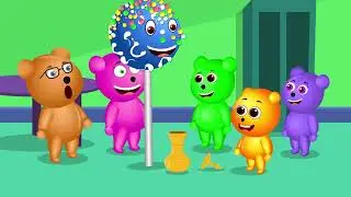 My cute Gummy Bear bully on baby rescue from fireman truck finger family rhymes and songs