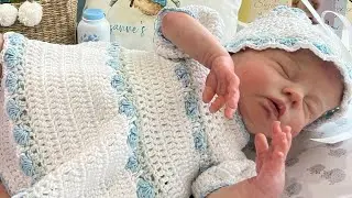 Changing my reborn Evelyn Joy ( Delilah by Nicky Nikki Johnson) into a pretty crochet set