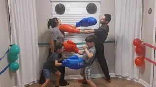 Fight Night 👊 Parents v. Kids 👨‍👩‍👦‍👦 Inflatable Boxing 🥊