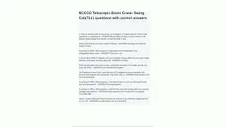 NCCCO Telescopic Boom Crane Swing CabTLL questions with correct answers1888