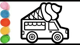 How To Draw a Ice Cream Truck Drawing | Ice Cream Van Drawing For Kids | Ice Cream Cone Drawing