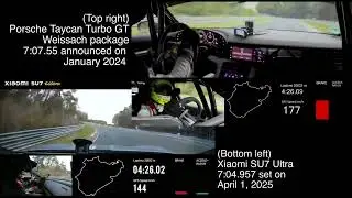 Porsche Taycan vs xiaomi SU7 Nordschleife lap comparison