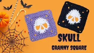 HALLOWEEN - How to Crochet a Skull Granny Square | Free Pattern Tutorial