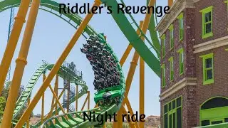 Riddler's Revenge Night ride POV at Six Flags Magic Mountain