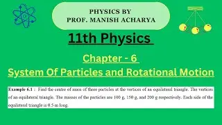 Find the centre of mass of three particles at the vertices of an equilateral triangle. The