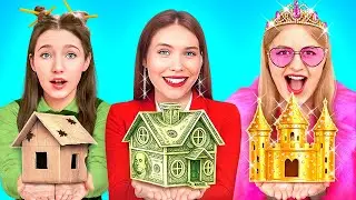 Poor vs Rich vs Giga Rich SECRET Room! Built the best room in 24 Hours