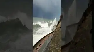 Giant Sea waves at the new Promenade in San Sebastian (or Paseo Nuevo)&nbsp;in Northern Spain