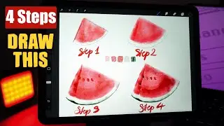 Step by Step Drawing an Watermelon | Easy Realistic Fruit Art