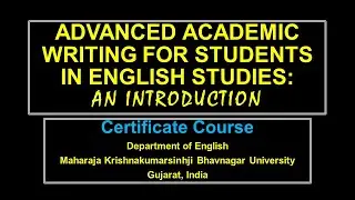 Introduction to Certificate Course on Advanced Academic Writing for Students in English Studies