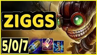 ZIGGS VS GANGPLANK - 5/0/7 KDA MID GAMEPLAY CHALLENGER I
