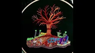 Japanese Cherry Blossom Tree Embroidery I Make Cherry Blossom Tree with French knot